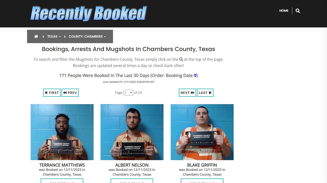 Bookings, Arrests and Mugshots in Chambers County, Texas - Recently Booked