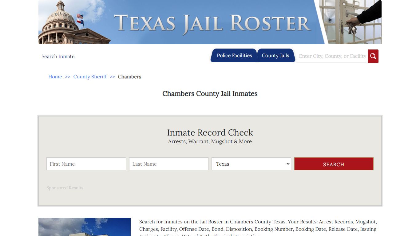 Chambers County Jail Inmates | Jail Roster Search